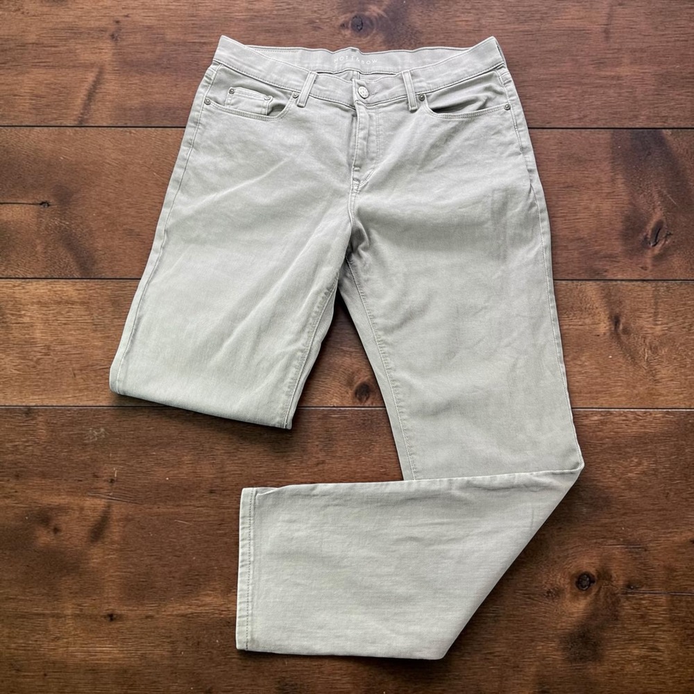 Mott & Bow Slim Fit Twill Pants Mens 34x32 Sage Green Khaki Grey Cotton Stretch